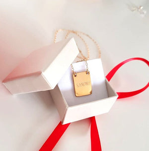 Personalized Gold Square Initials Pendant Necklace