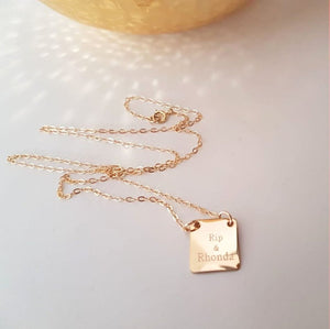 Personalized Gold Square Initials Pendant Necklace