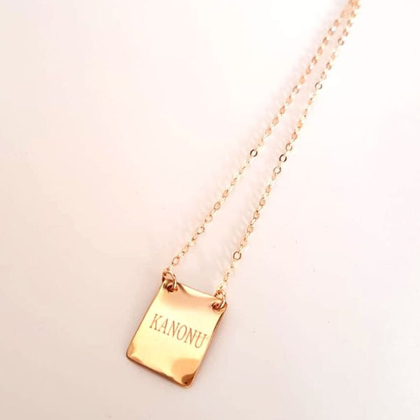 Personalized Gold Square Initials Pendant Necklace