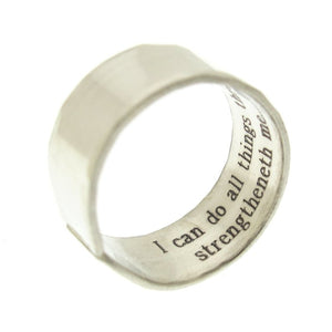 hidden text engraved silver ring