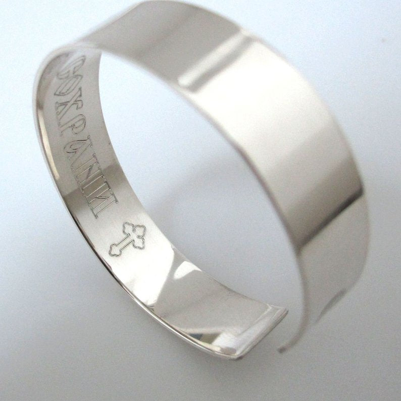 Wide Silver Cuff Bracelet For Men