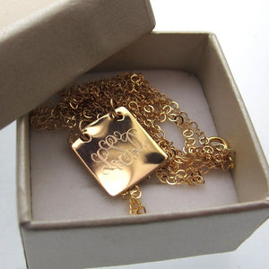 Personalized Gold Square Initials Pendant Necklace