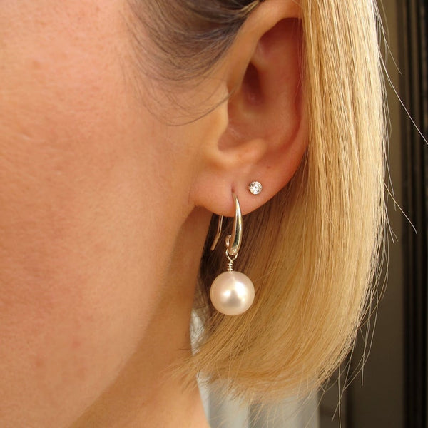 drop pearls earrings for short hair