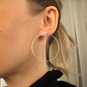 Sterling Silver hoops with dangle bar