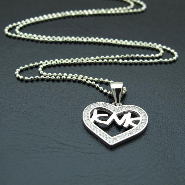 Mom in Hebrew Heart Pendant Necklace
