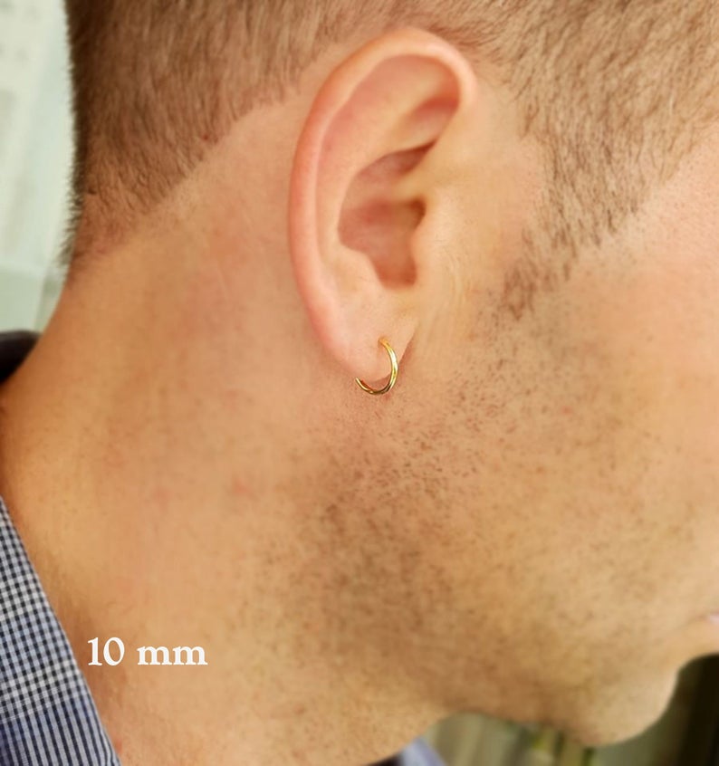 Small Hoops for men - Huggie hoop earrings - Mini Hoops - Minimalist -  Nadin Art Design - Personalized Jewelry