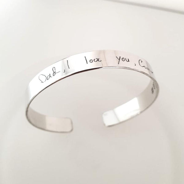 Handwriting Engraved Cuff Bracelet for Men Keepsake gift