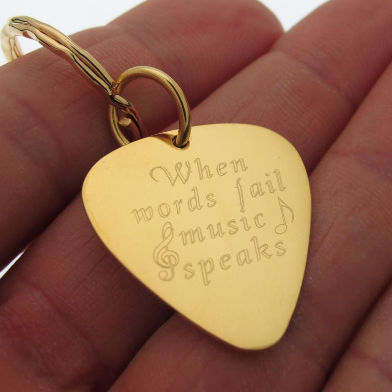 Gold Guitar Pick - Musician Personalized Gift