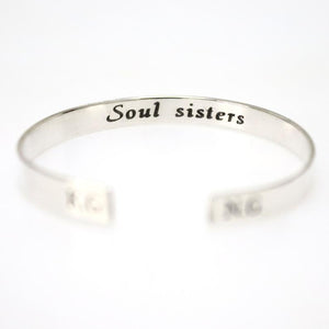 Soul Sisters Gift - Personalized Sterling Silver Bracelet