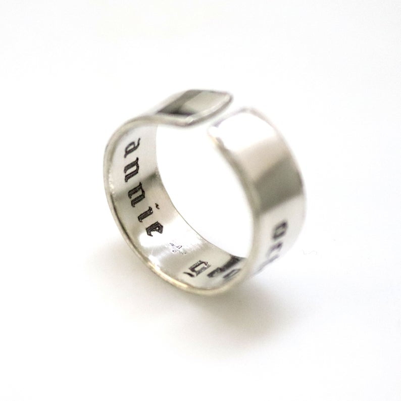 Custom Message Ring  - Old English font engraved ring