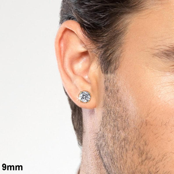 Round Crystal Stud earrings for men