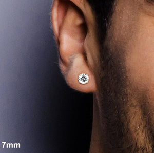 Round Crystal Stud earrings for men