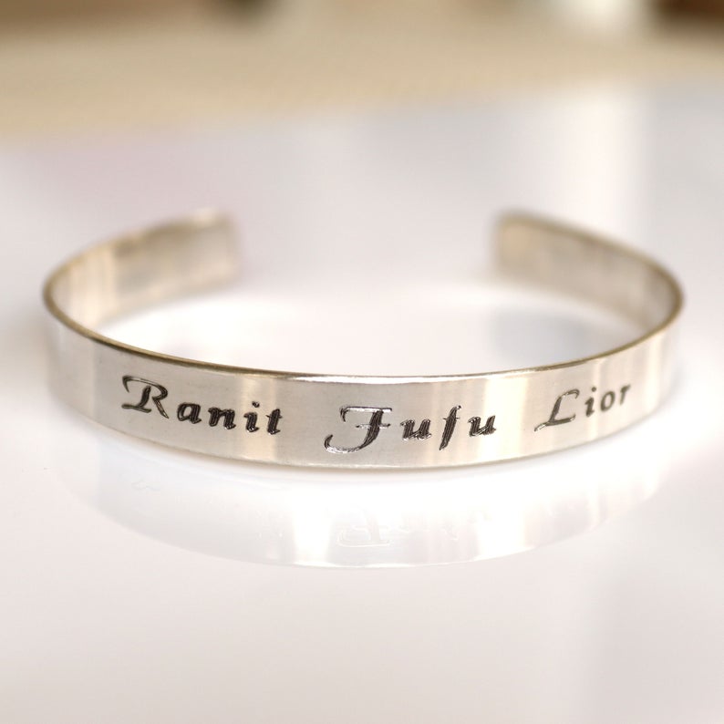 Mens bracelet with children's on sale names engraved