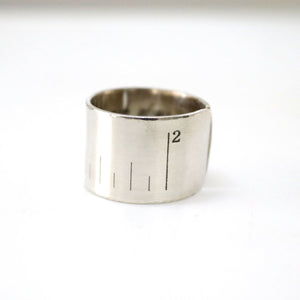 Sterling Silver Ruler Ring - Personalized Band