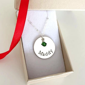 Birthstone Charm Name Necklace
