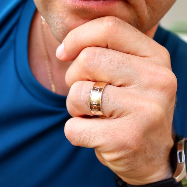 Buy 14k Gold Wedding Band, Roman Numerals Ring, Date Ring, Anniversary Ring,  Wedding Ring, Mom Ring, Family Ring, Anniversary Gift Online at  desertcartINDIA