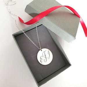 Large Sterling Silver Disc Pendant Necklace