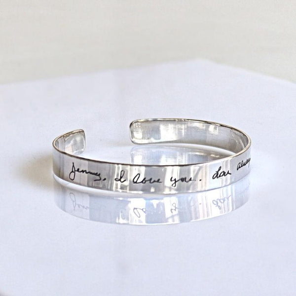 Handwriting Engraved Cuff Bracelet for Men Keepsake gift