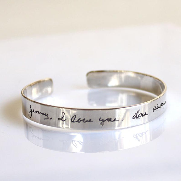 Handwriting Engraved Cuff Bracelet for Men Keepsake gift