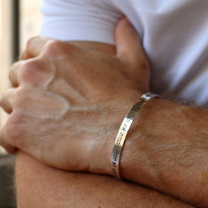 Personalized Jewish Cuff Bracelet in Sterling Silver