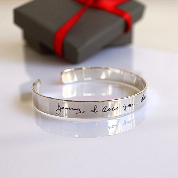 Handwriting Engraved Cuff Bracelet for Men Keepsake gift