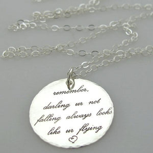 Inspirational silver pendant - Sterling silver Circle engraved pendant