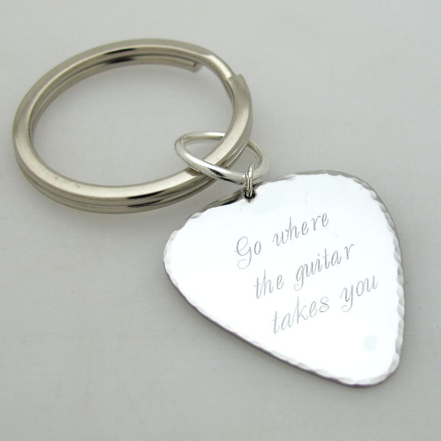 engraved silver Guitar Pick 