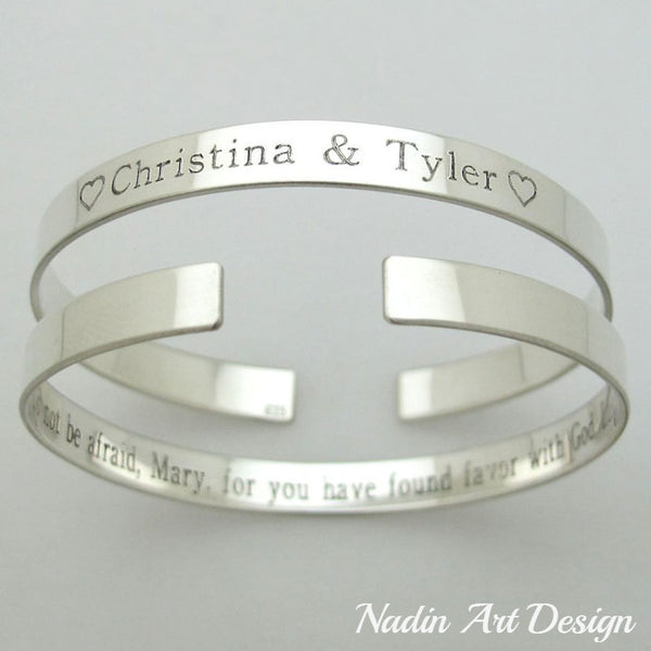 Thin silver bracelet with quote