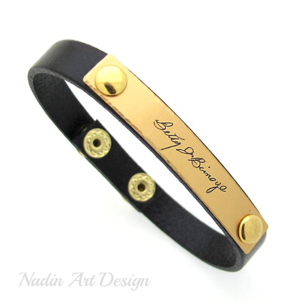 Engraved Signature Bracelet - Present for Men Keepsake gift for him