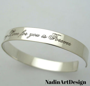 Inspirational Sterling silver engraved bracelet for Her