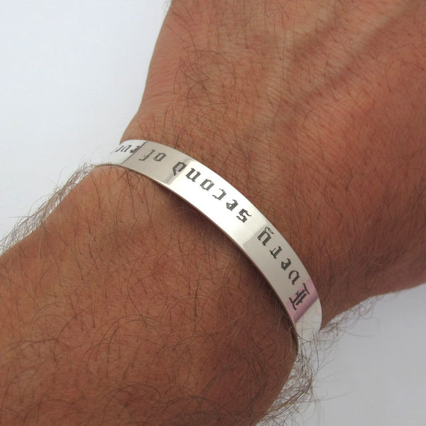 Custom Engraved Cuff Bracelet – Our Love for You with Date | Personalized Jewelry Gift