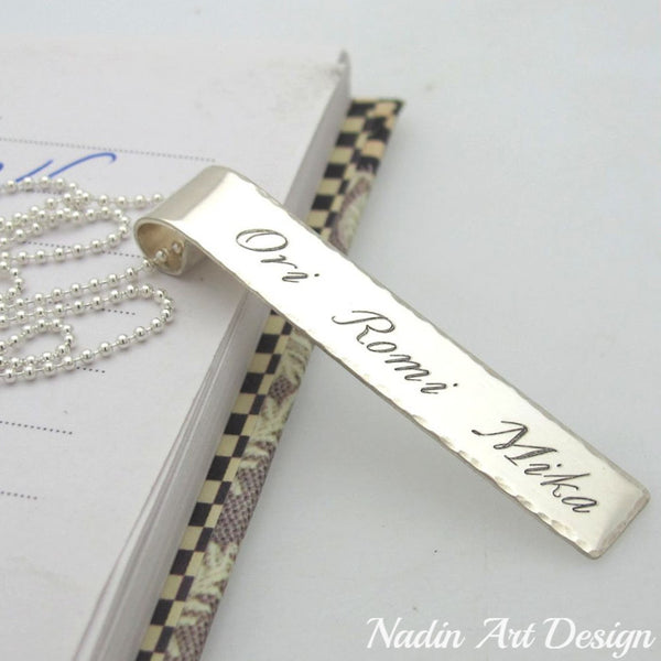 Name pendant silver unisex necklace