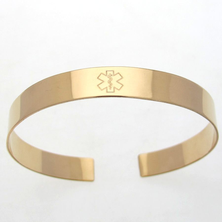Gold Medical Cuff bracelet Both sides engraved 