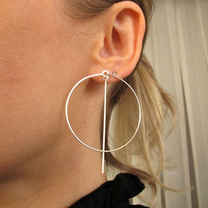 Sterling Silver hoops with dangle bar