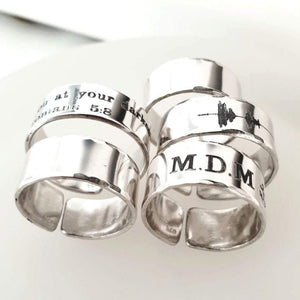 Engraved Band Rings, Statement Ring, Personalized Sterling Silver rings