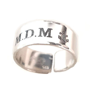 Anchor Engraved Ring - Initials ring for men