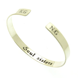 Soul Sisters Gift - Personalized Sterling Silver Bracelet