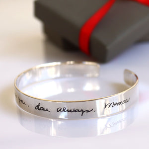 Handwriting Engraved Cuff Bracelet for Men