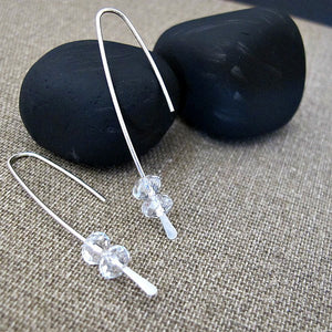 Sterling Silver Long Earrings w/h Quartz Crystals