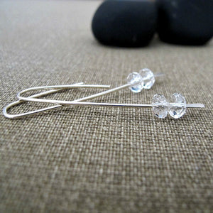 Sterling Silver Long Earrings w/h Quartz Crystals