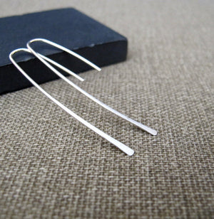 Long Paper Clip Sterling Silver Earrings