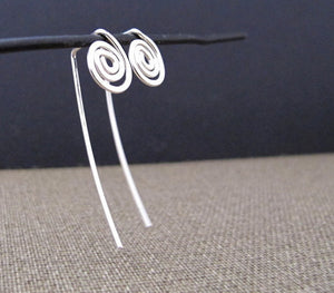 Sterling Silver Long Spiral Earrings