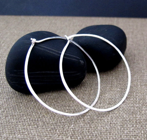 Sterling Silver Flat Hoop Earrings