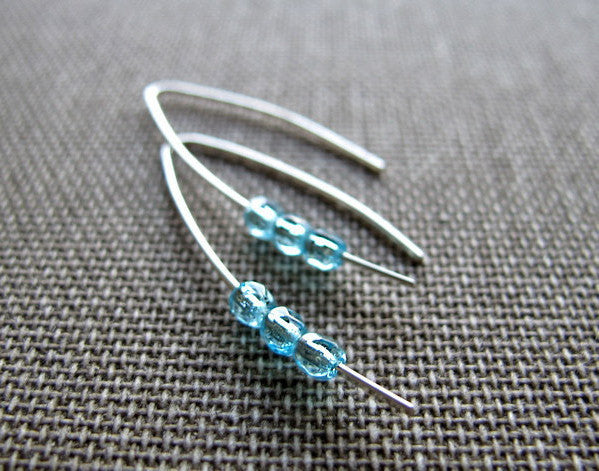 Earrings blue earrings in silver long design thin enamel