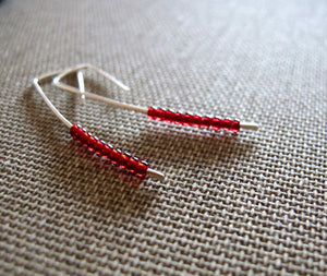 Red Beaded Long Earrings