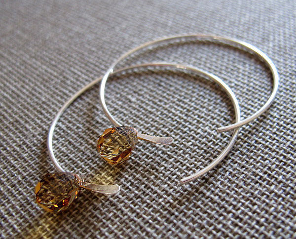 Amber Crystal Hoop Earrings