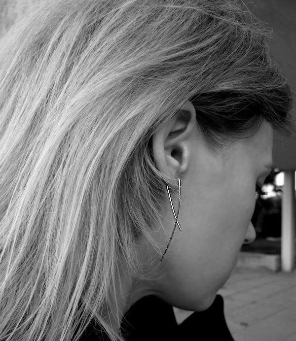 Simple Sterling Silver Fashion Earrings Stylish silver wire earrrings