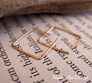Gold square hoops