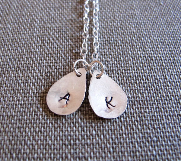 Teardrop Sterling Silver Initial Charm