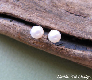 Small white pearl earrings